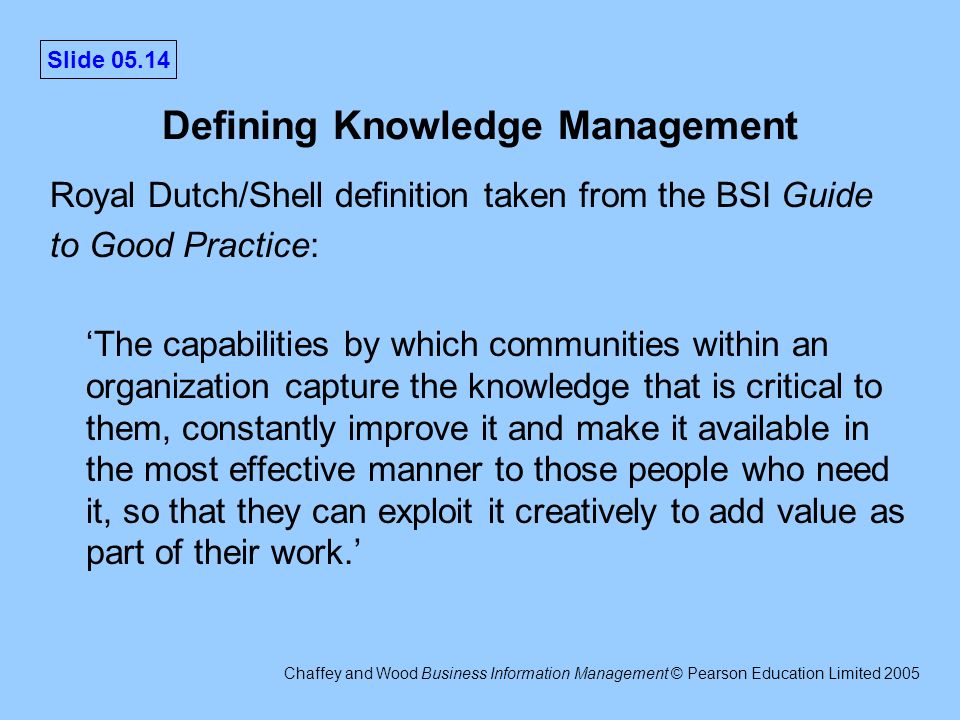 Shell & knowledge management